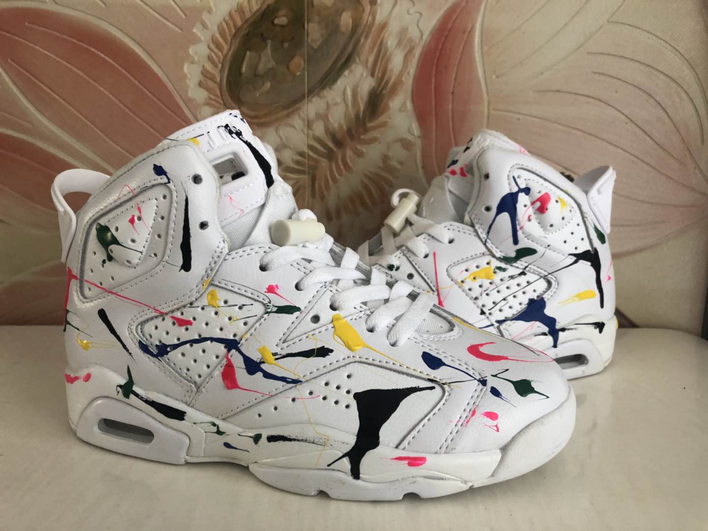 Air Jordan 6 Graffiti White Colorful Shoes For Women